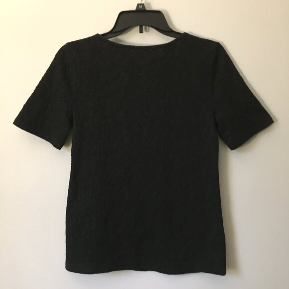 LOFT Witchy Black Cotton Lace Short Sleeve Top - Picture 3 of 15